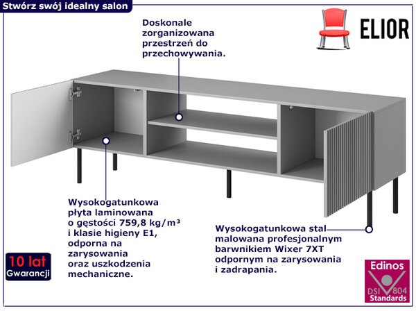 Szara szafka pod telewizor z lamelami H8-C66