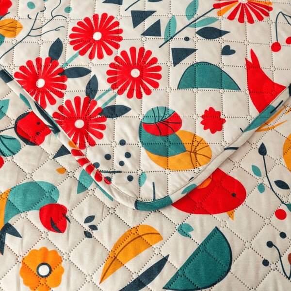 Narzuta na łóżko RETRO BIRD kolorowy Rozmiar: 170 x 210 cm