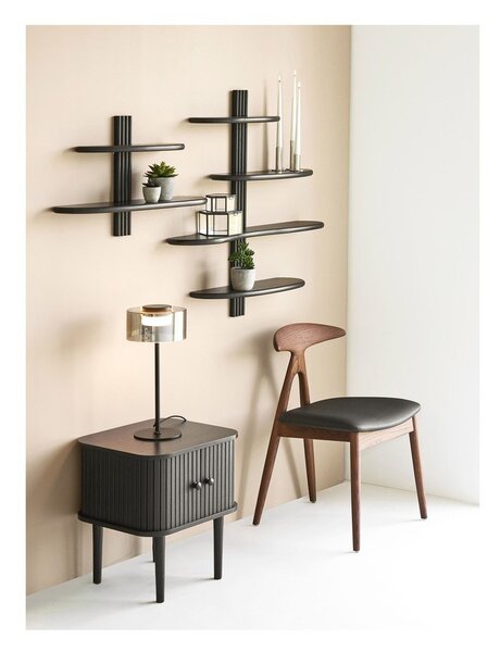 Czarna wielopoziomowa półka z litego drewna dębowego 80 cm Aliano – House Nordic