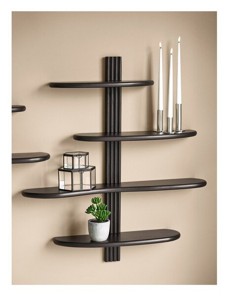 Czarna wielopoziomowa półka z litego drewna dębowego 80 cm Aliano – House Nordic
