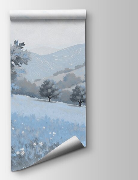 Fototapeta Krajobraz z drzewami i kwiatami, Fototapety Natura, Popularne Fototapety, w03656v2 - Tapeko.pl