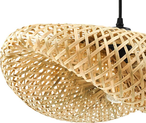 Lampa wisząca Eleane Lindby, możliwość ściemniania, jasne drewno, salon / jadalnia, bambus, dworkowy / rustykalny