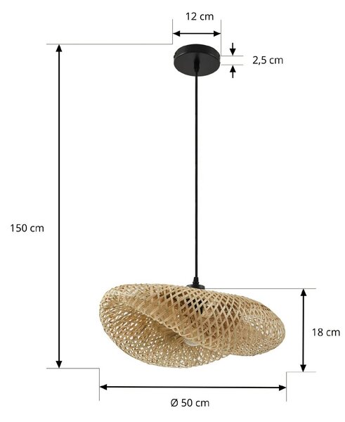 Lampa wisząca Eleane Lindby, możliwość ściemniania, jasne drewno, salon / jadalnia, bambus, dworkowy / rustykalny