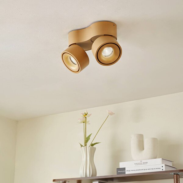 Arcchio Reflektor sufitowy LED Rotari, brązowy, 2-punktowy, 8,9W Rotari Arcchio, możliwość ściemniania, brązowy / rdzawy, przedpokój, aluminium, nowoczesny