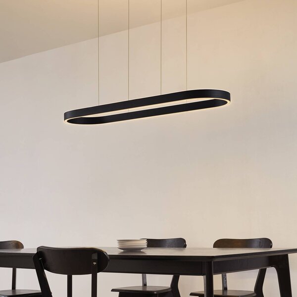 Inteligentna lampa wisząca Melinay Lucande, możliwość ściemniania, czarny, salon / jadalnia, aluminium, nowoczesny