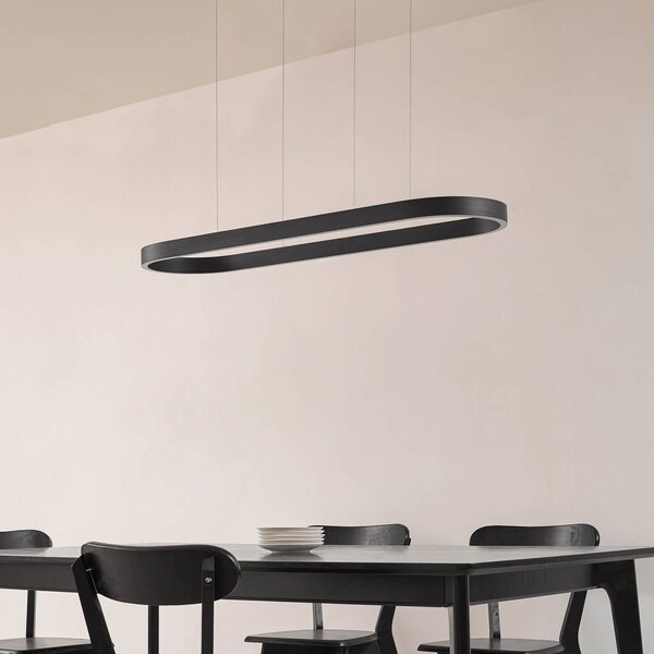 Inteligentna lampa wisząca Melinay Lucande, możliwość ściemniania, czarny, salon / jadalnia, aluminium, nowoczesny