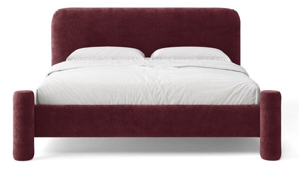 Brązowe tapicerowane łóżko dwuosobowe ze stelażem 160x200 cm Vera – Micadoni