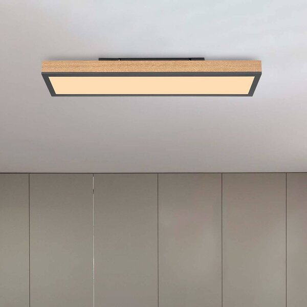 Globo Lampa sufitowa LED Doro, jasne drewno, salon / jadalnia, drewno, nowoczesny