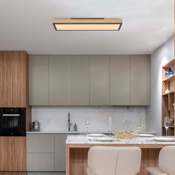 Globo Lampa sufitowa LED Doro, jasne drewno, salon / jadalnia, drewno, nowoczesny