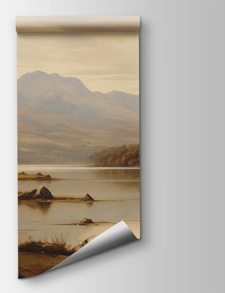 Fototapeta Jezioro z drzewami i górami w tle, Fototapety Natura, Popularne Fototapety, w02971 - Tapeko.pl