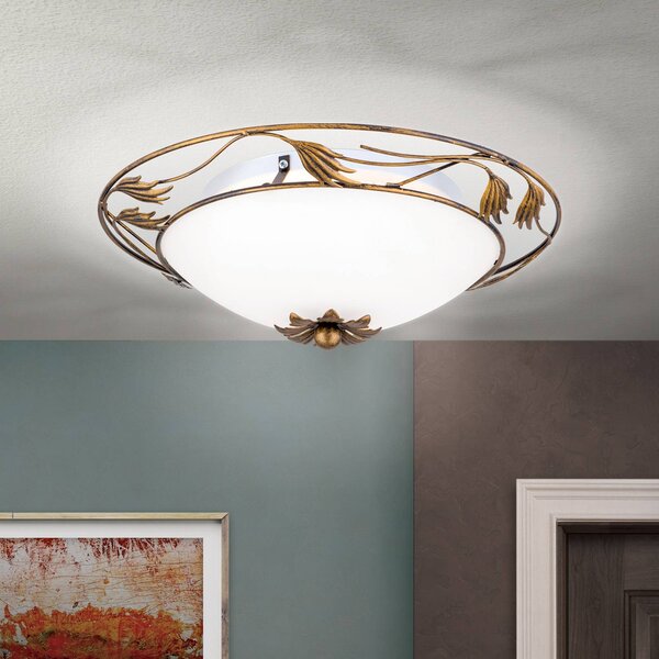 ORION Lampa sufitowa Fleur, możliwość ściemniania, brązowy / mosiężny, salon / jadalnia, metal, dworkowy / rustykalny
