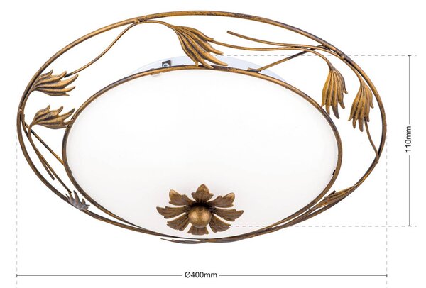 ORION Lampa sufitowa Fleur, możliwość ściemniania, brązowy / mosiężny, salon / jadalnia, metal, dworkowy / rustykalny