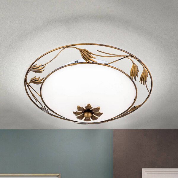 ORION Lampa sufitowa Fleur, możliwość ściemniania, brązowy / mosiężny, salon / jadalnia, metal, dworkowy / rustykalny