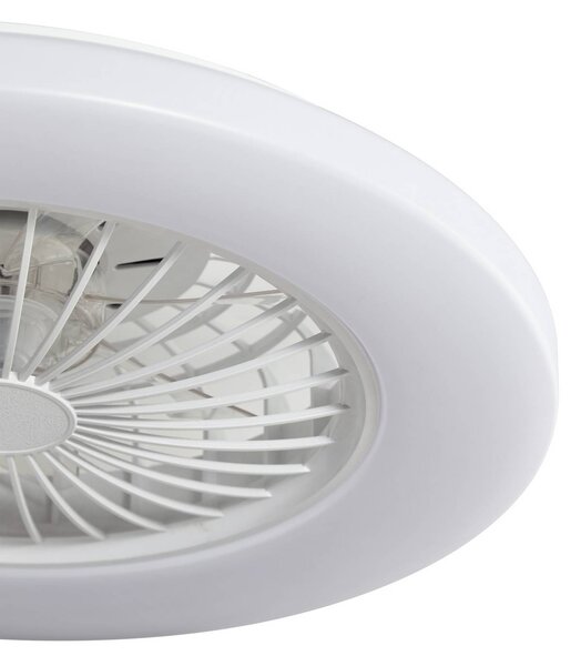 Wentylator sufitowy LED Lindby Vedin, biały, DC, Ø 49 cm, CCT Vedin Lindby, możliwość ściemniania, biały / opal, salon / jadalnia, tworzywo sztuczne, nowoczesny