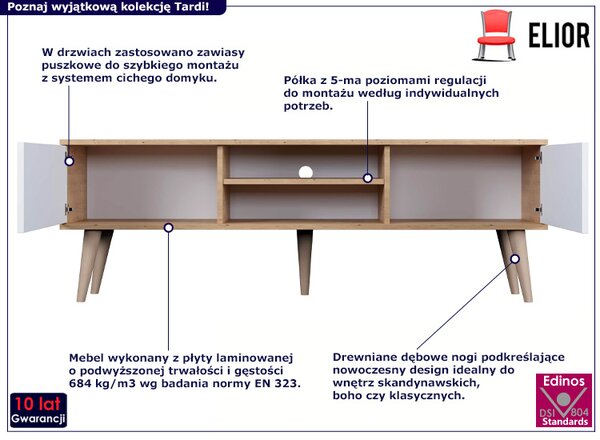 Skandynawska szafka pod telewizor dąb artisan + biały H8-K57