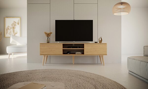Skandynawska szafka RTV na nóżkach dąb artisan K5-L16