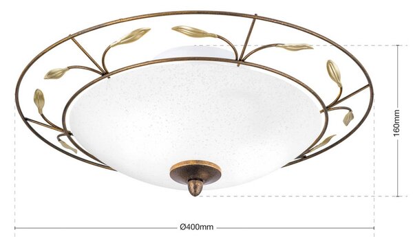ORION Lampa sufitowa Luca, możliwość ściemniania, brązowy / rdzawy, salon / jadalnia, metal, dworkowy / rustykalny
