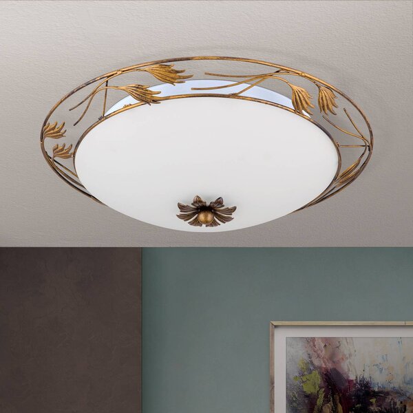 ORION Lampa sufitowa Fleur, możliwość ściemniania, brązowy / mosiężny, salon / jadalnia, metal, dworkowy / rustykalny