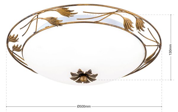 ORION Lampa sufitowa Fleur, możliwość ściemniania, brązowy / mosiężny, salon / jadalnia, metal, dworkowy / rustykalny