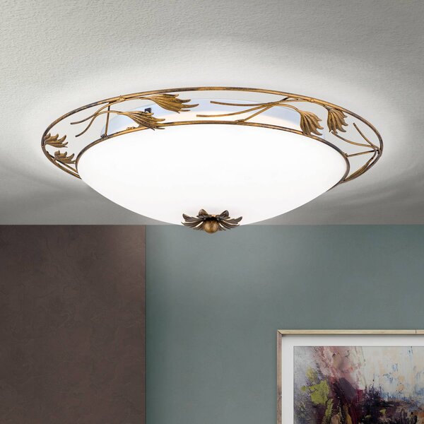 ORION Lampa sufitowa Fleur, możliwość ściemniania, brązowy / mosiężny, salon / jadalnia, metal, dworkowy / rustykalny