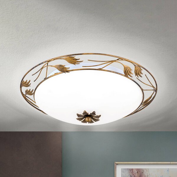 ORION Lampa sufitowa Fleur, możliwość ściemniania, brązowy / mosiężny, salon / jadalnia, metal, dworkowy / rustykalny