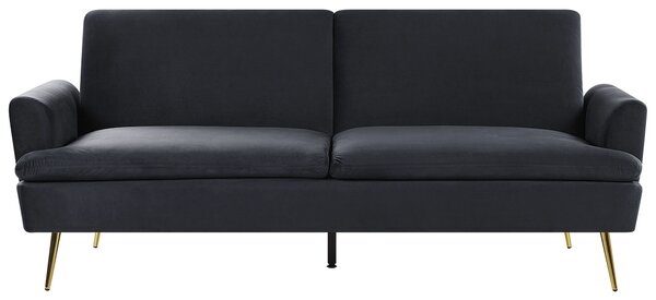 Nowoczesna sofa rozkładana welurowa tapczan klik-klak czarna Vettre Beliani