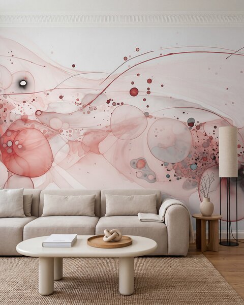 Fototapety Abstrakcyjna grafika tuszem, płynny styl, różowa paleta kolorów , Fototapety Akwarele, w02744v1 : Uwalls.pl