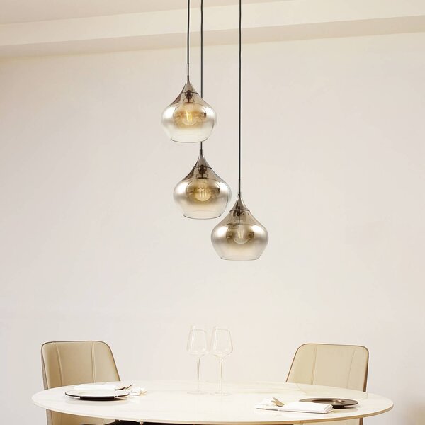Lampa wisząca szklana Jarven Lucande, możliwość ściemniania, aluminiowy / szary / cynkowy, salon / jadalnia, szkło, nowoczesny
