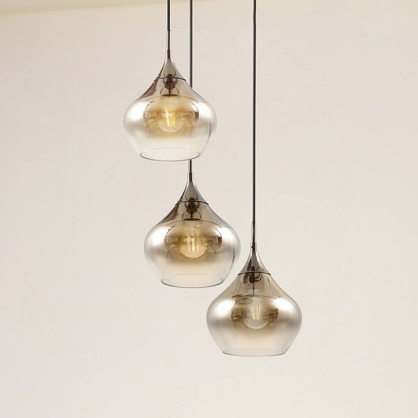 Lampa wisząca szklana Jarven Lucande, możliwość ściemniania, aluminiowy / szary / cynkowy, salon / jadalnia, szkło, nowoczesny