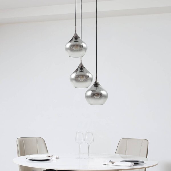 Lampa wisząca szklana Jarven Lucande, możliwość ściemniania, aluminiowy / szary / cynkowy, salon / jadalnia, szkło, nowoczesny