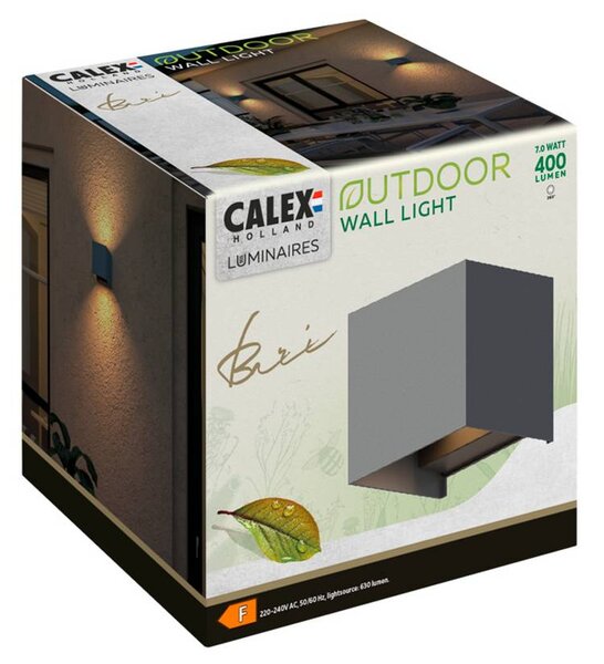 Calex Kinkiet zewnętrzny LED Cube, aluminiowy / szary / cynkowy, aluminium, nowoczesny