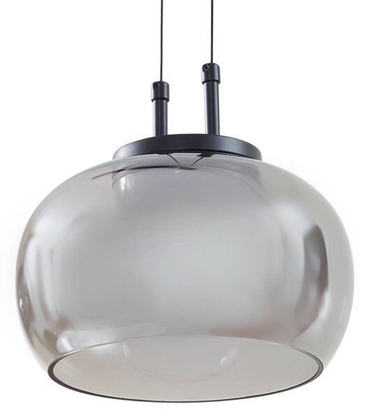 Lampa wisząca szklana Dain Lucande, aluminiowy / szary / cynkowy, salon / jadalnia, szkło, nowoczesny