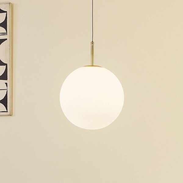Lampa wisząca szklana Joran Lucande, biały / opal, salon / jadalnia, szkło, nowoczesny