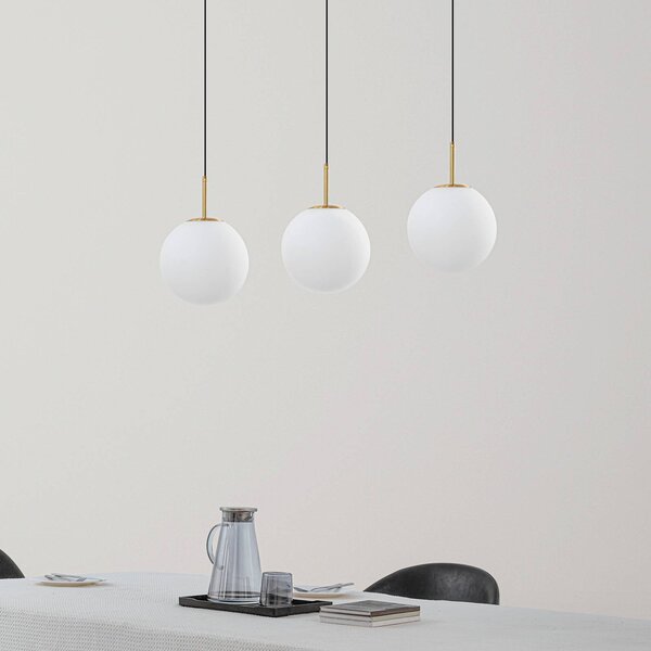 Lampa wisząca szklana Joran Lucande, biały / opal, salon / jadalnia, szkło, nowoczesny