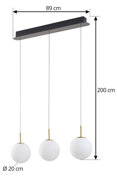 Lampa wisząca szklana Joran Lucande, biały / opal, salon / jadalnia, szkło, nowoczesny