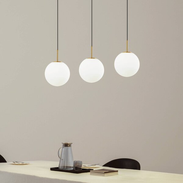 Lampa wisząca szklana Joran Lucande, biały / opal, salon / jadalnia, szkło, nowoczesny