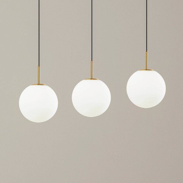 Lampa wisząca szklana Joran Lucande, biały / opal, salon / jadalnia, szkło, nowoczesny