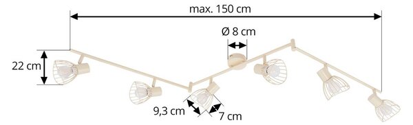 Lampa sufitowa Piena Lindby, możliwość ściemniania, kremowy / amber, salon / jadalnia, metal, nowoczesny