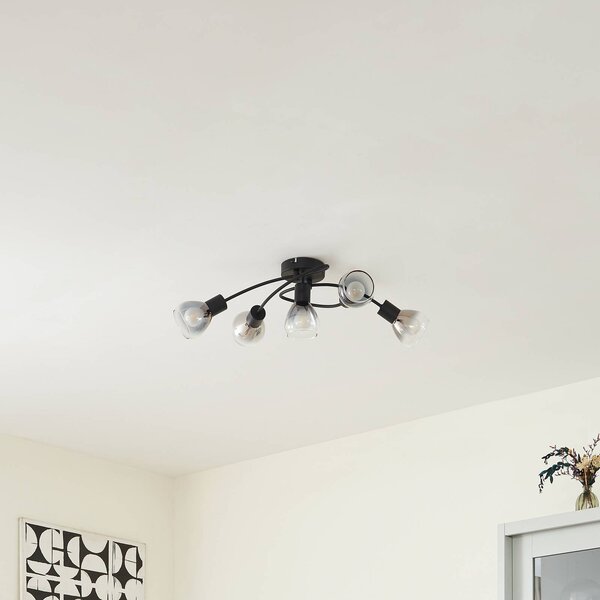 Lampa sufitowa Pendura Lindby, możliwość ściemniania, aluminiowy / szary / cynkowy, salon / jadalnia, szkło, nowoczesny