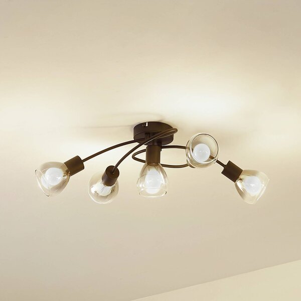 Lampa sufitowa Pendura Lindby, możliwość ściemniania, aluminiowy / szary / cynkowy, salon / jadalnia, szkło, nowoczesny