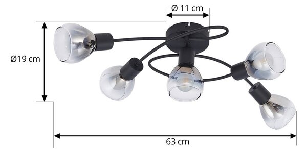 Lampa sufitowa Pendura Lindby, możliwość ściemniania, aluminiowy / szary / cynkowy, salon / jadalnia, szkło, nowoczesny