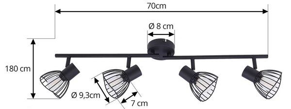 Lampa sufitowa Piena Lindby, możliwość ściemniania, czarny, salon / jadalnia, metal, nowoczesny