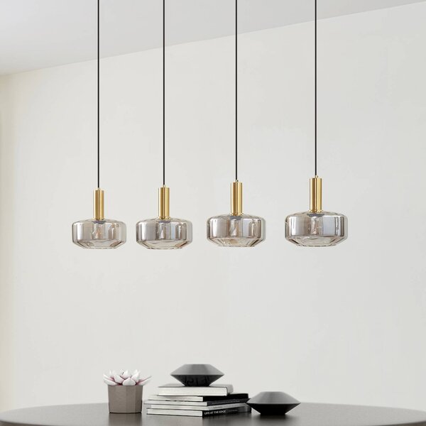 Lampa wisząca szklana Hildur Lindby, możliwość ściemniania, aluminiowy / szary / cynkowy, salon / jadalnia, szkło