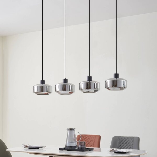 Lampa wisząca szklana Hildur Lindby, możliwość ściemniania, aluminiowy / szary / cynkowy, salon / jadalnia, szkło
