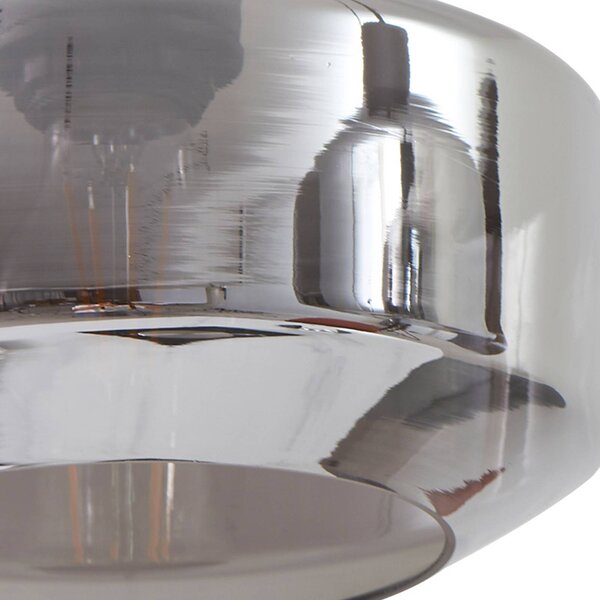 Lampa wisząca szklana Hildur Lindby, możliwość ściemniania, aluminiowy / szary / cynkowy, salon / jadalnia, szkło