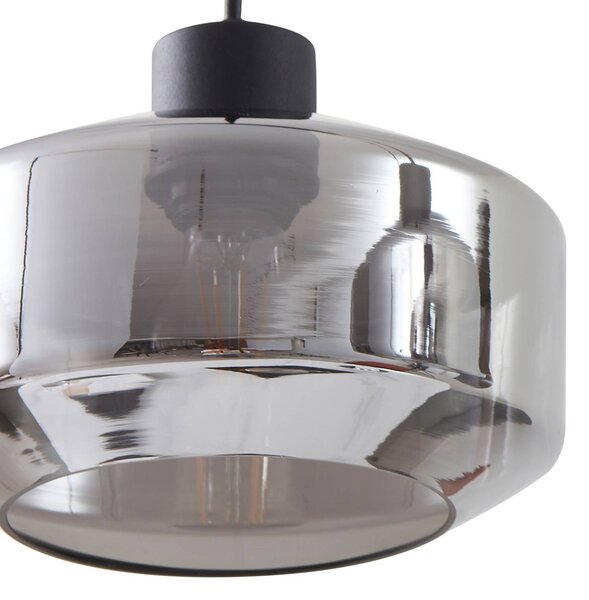 Lampa wisząca szklana Hildur Lindby, możliwość ściemniania, aluminiowy / szary / cynkowy, salon / jadalnia, szkło