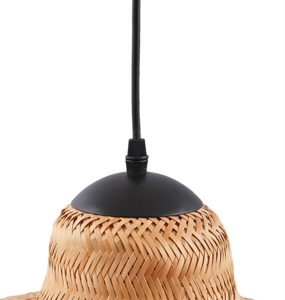 Lampa wisząca Rasmina Lucande, możliwość ściemniania, jasne drewno, salon / jadalnia, bambus, dworkowy / rustykalny