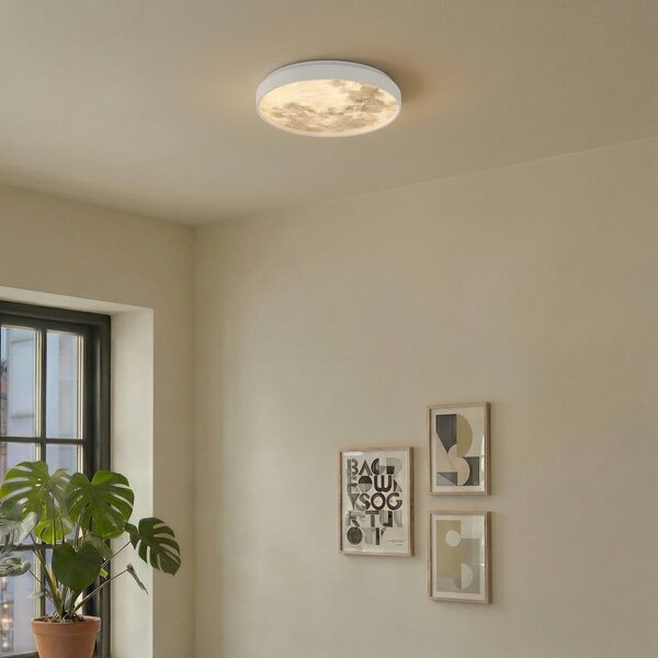 Lampa Sufitowa Lindby, Lune, biały, salon, tworzywo sztuczne, nowoczesny