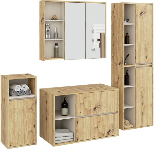 Łazienkowy zestaw mebli dąb artisan + kaszmir S2-E11
