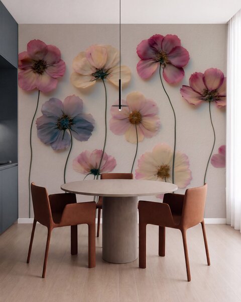 Fototapety Kompozycja herbarium z efektem wyciskanego kwiatu i trójwymiarową fakturą, Fototapety Kwiaty, w09911 : Uwalls.pl